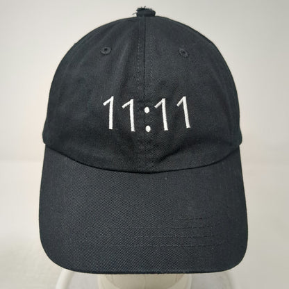 Yupoong Baseball Cap Black One Size 11:11 Embroidery Cotton Adjustable Hat