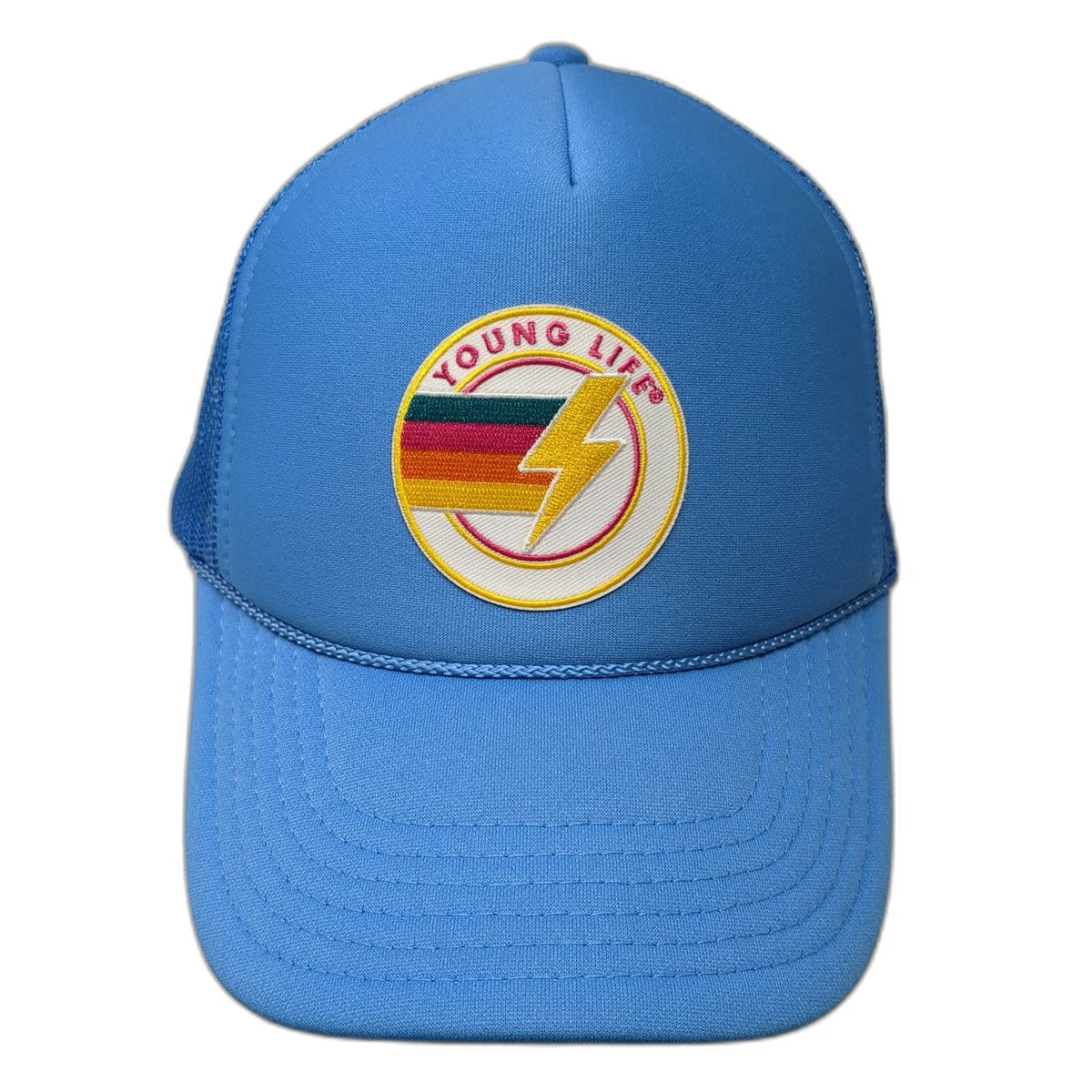 Otto Young Life Trucker Hat Blue One Size Mesh Snapback Patch Rope Detail