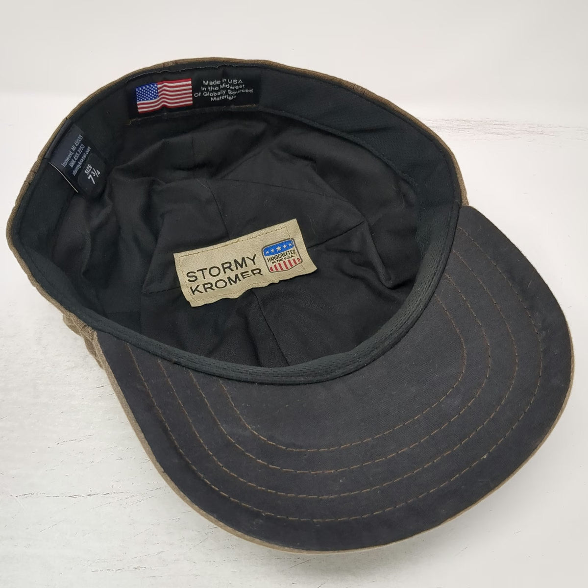 Stormy Kromer Baseball Cap Brown 7 3/4 Waxed Canvas SK Logo Fitted USA Made Hat