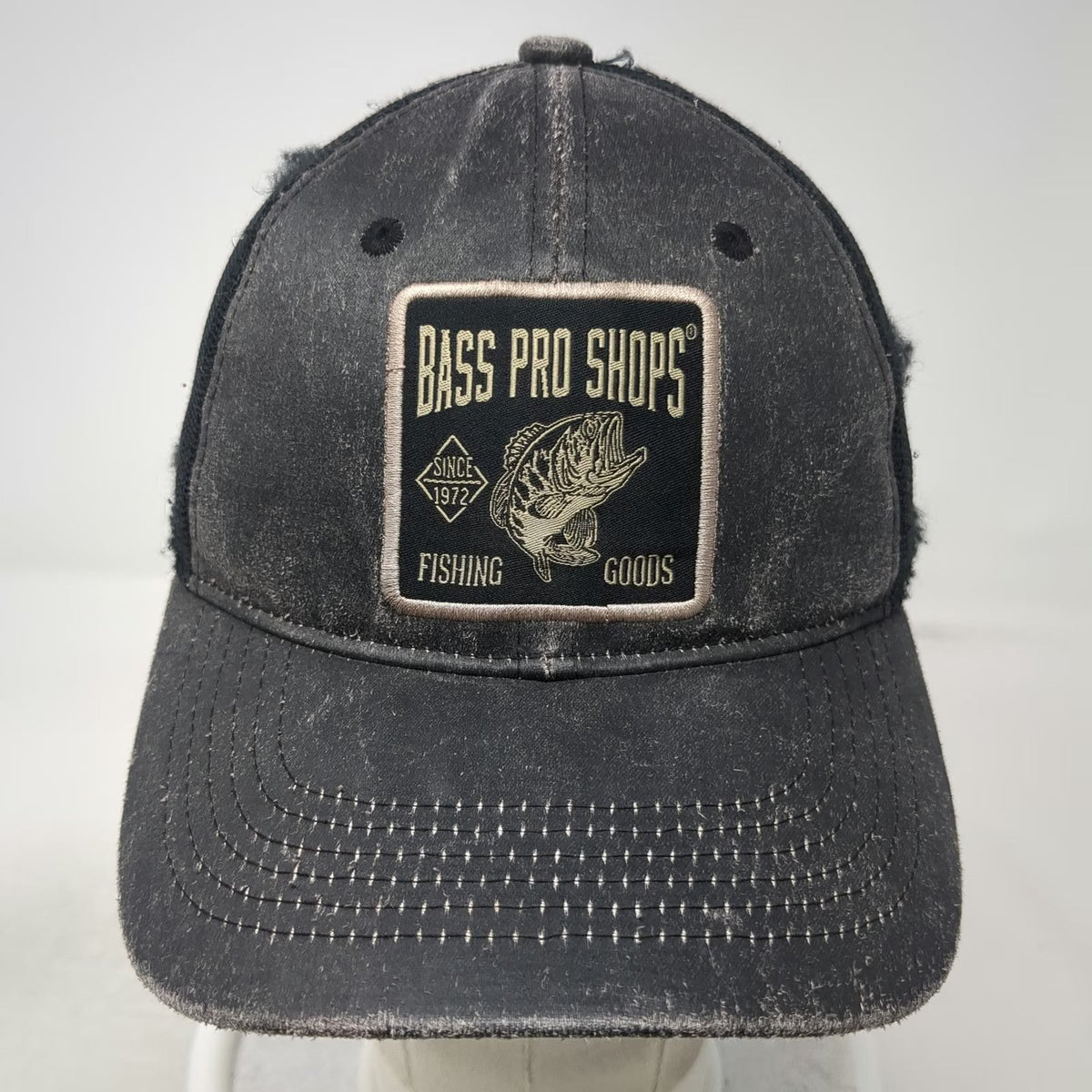Bass Pro Shops Trucker Hat Gray One Size Mesh Back Patch Graphic Fishing Goods