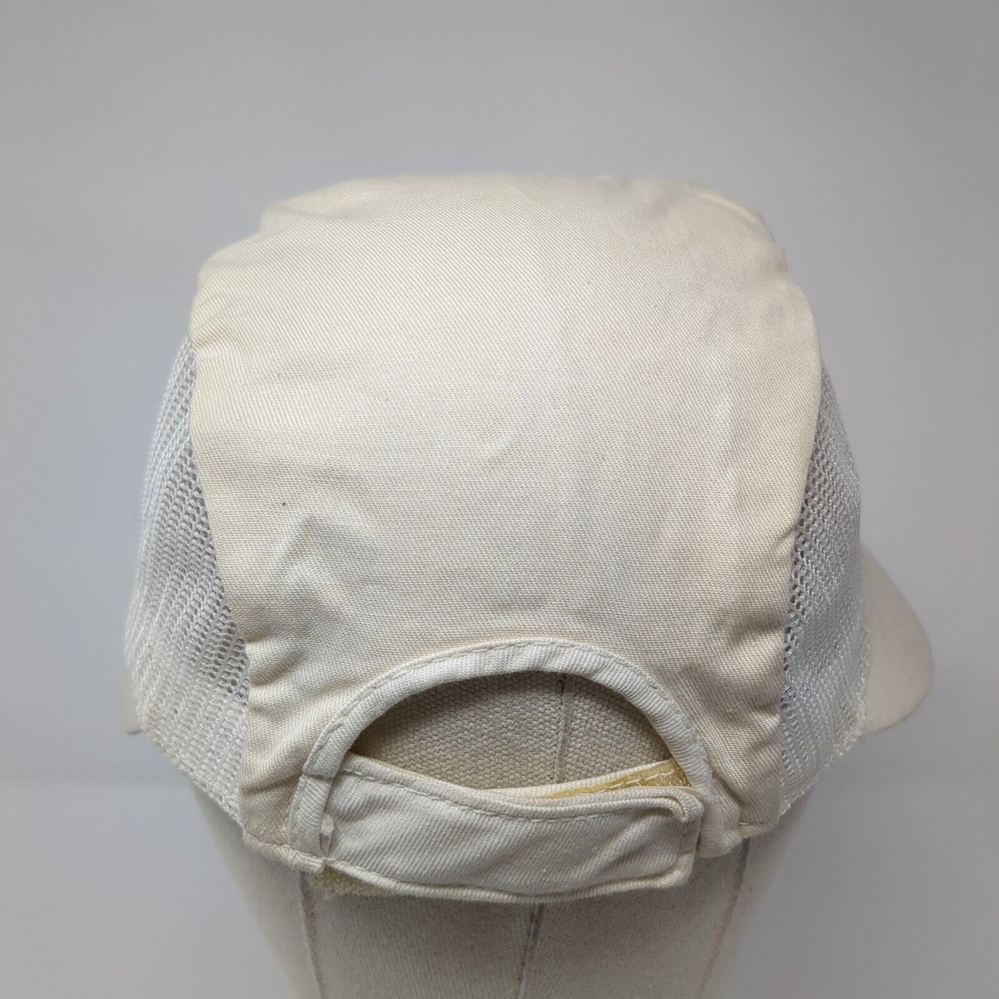 Unbranded Strapback Hat Cream One Size Adjustable Mesh Trim Wide Brim