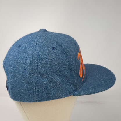 Hurley Snapback Blue One Size Wool Blend Script Logo Flat Brim Side Flag Hat