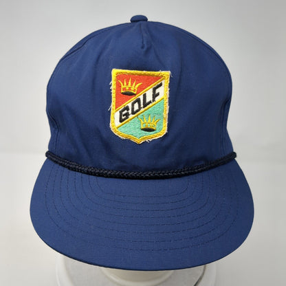 Golf Patch Snapback Hat Blue One Size Adjustable Solid Vent Holes