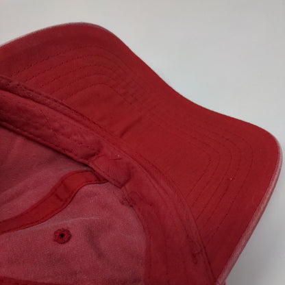 Unbranded Strapback Hat Red OSFM Adjustable Vented Holes 6 Panel Blank