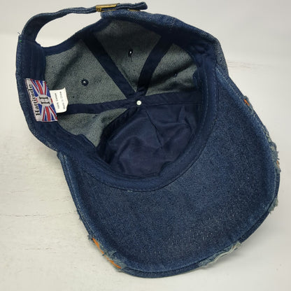 Hattitude 5 Panel Blue One Size Hat Embroidered Rose Distressed Denim Slideback