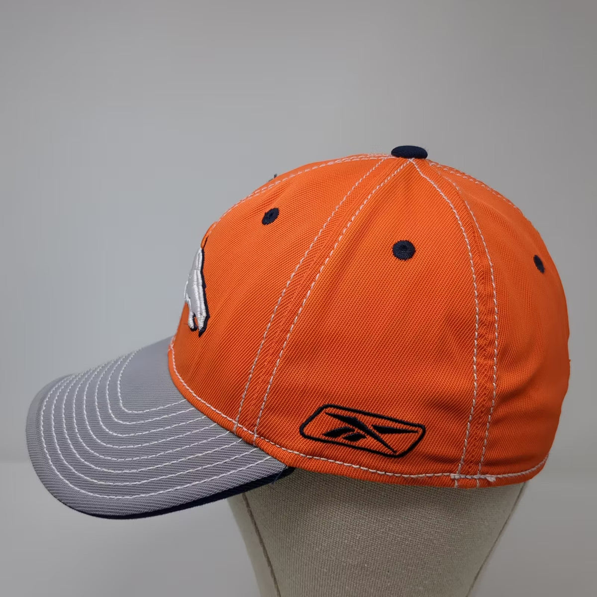 Reebok Denver Broncos NFL Cap Orange Gray One Size Embroidered Logo Stretch Fit