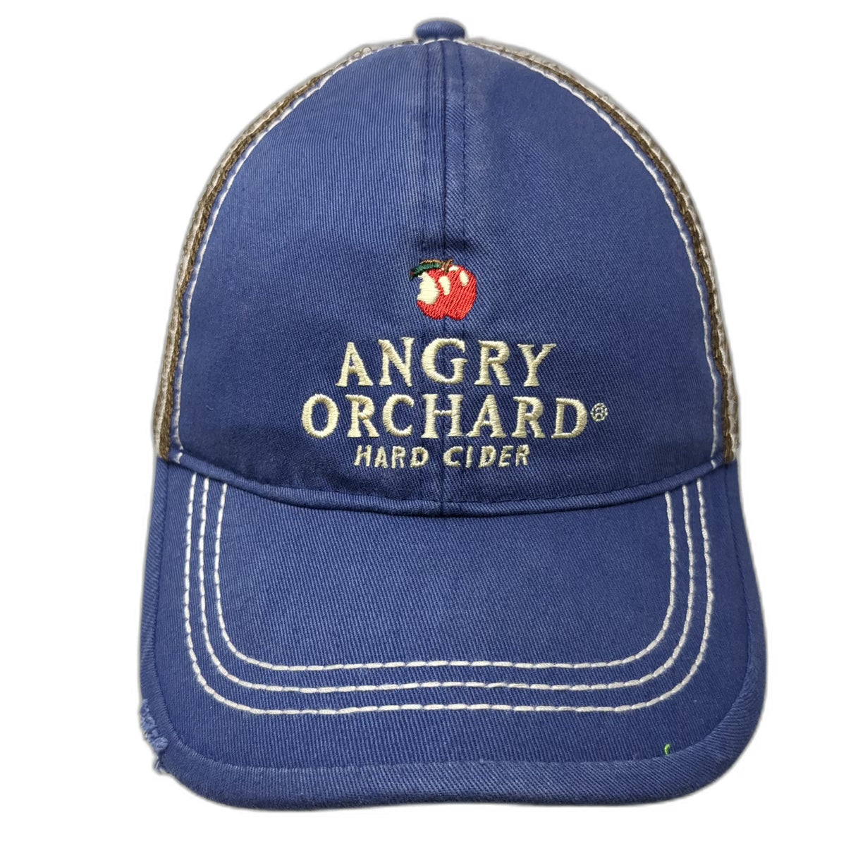 Trucker Hat Blue Brown One Size Angry Orchard Hard Cider Mesh Distressed Logo