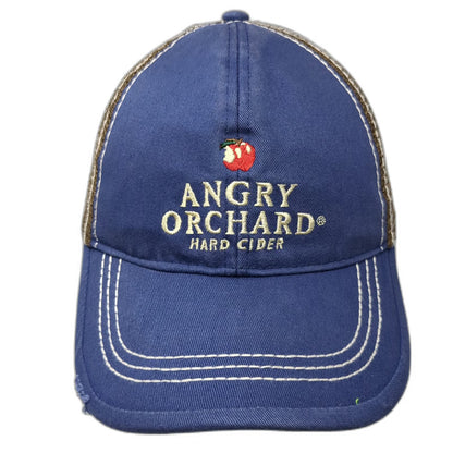 Trucker Hat Blue Brown One Size Angry Orchard Hard Cider Mesh Distressed Logo