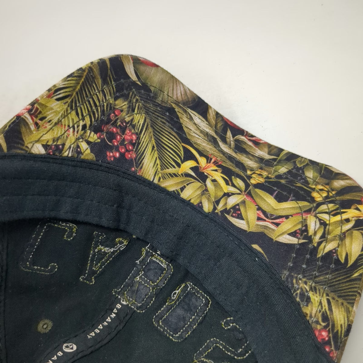 Banana Bay Cabos Mexico Black Baseball Cap Hat One Size Tropical Floral Print