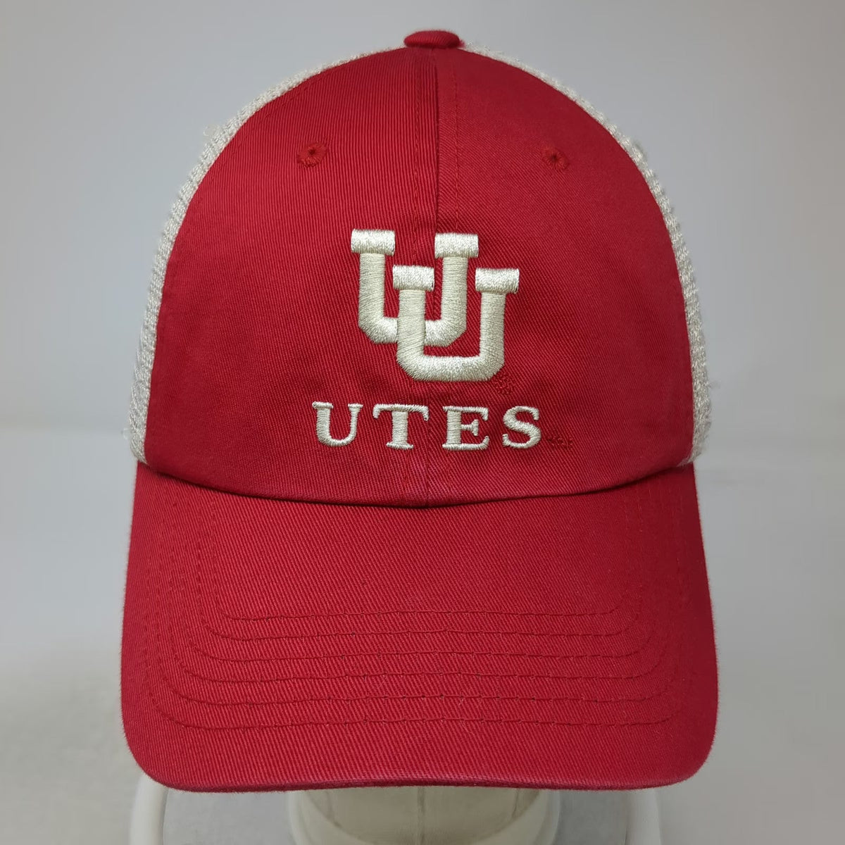 Utah Utes NCAA Captivating Trucker Hat Red Beige One Size Mesh Back Snapback