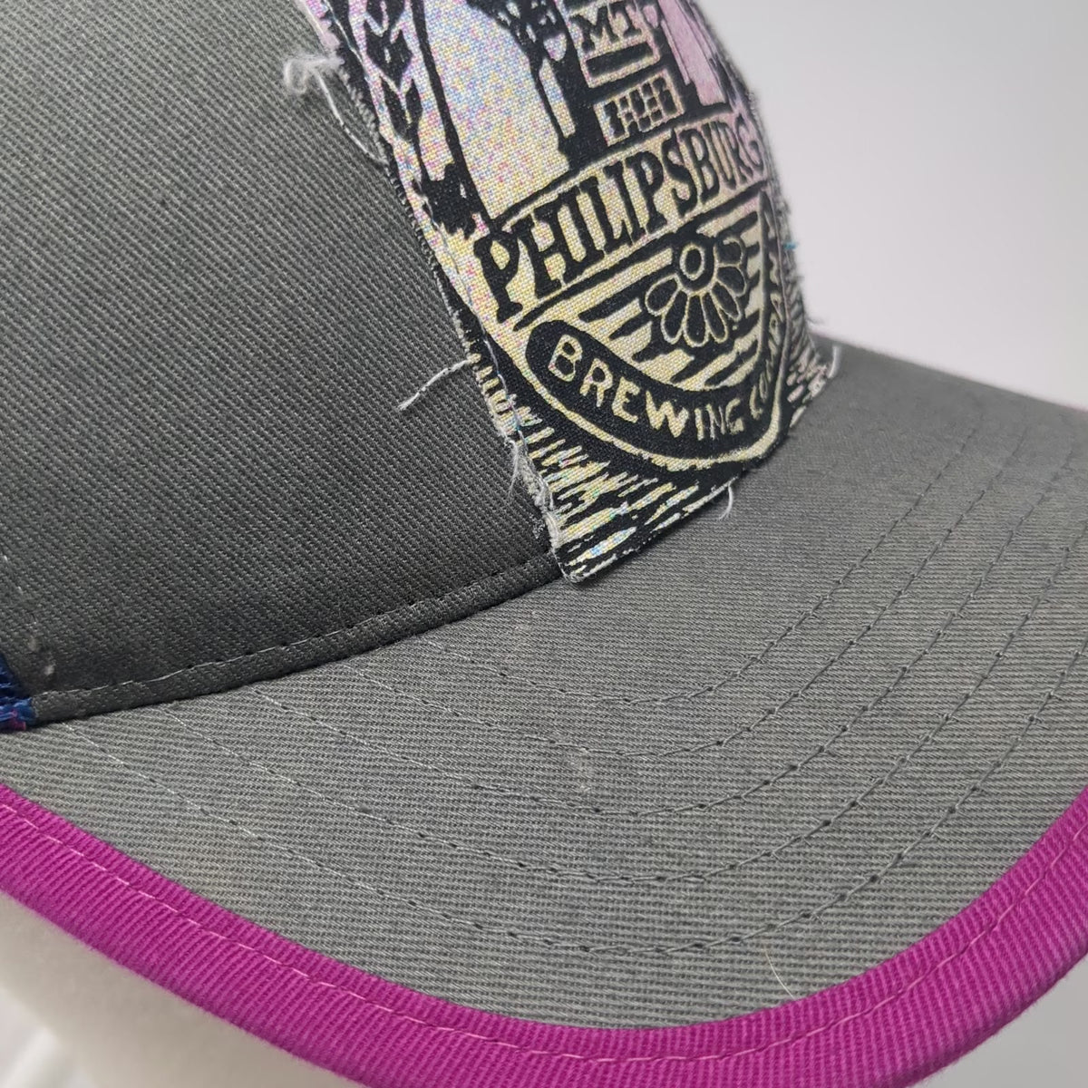 Recaps Philipsburg Brewing Company Trucker Hat Gray Blue Pink One Size Mesh