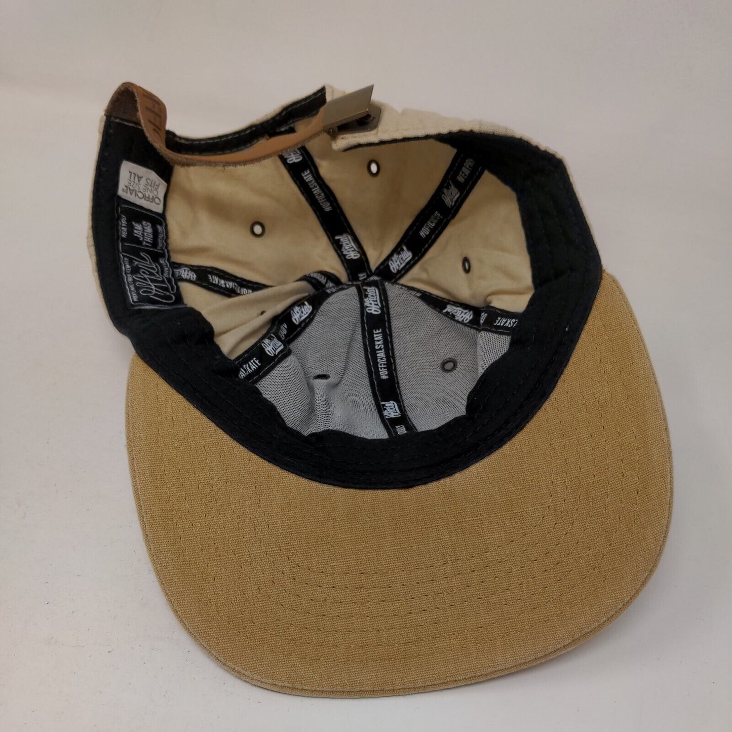 Official Slideback Hat Tan OSFA Leather Patch Adjustable Jamie Thomas