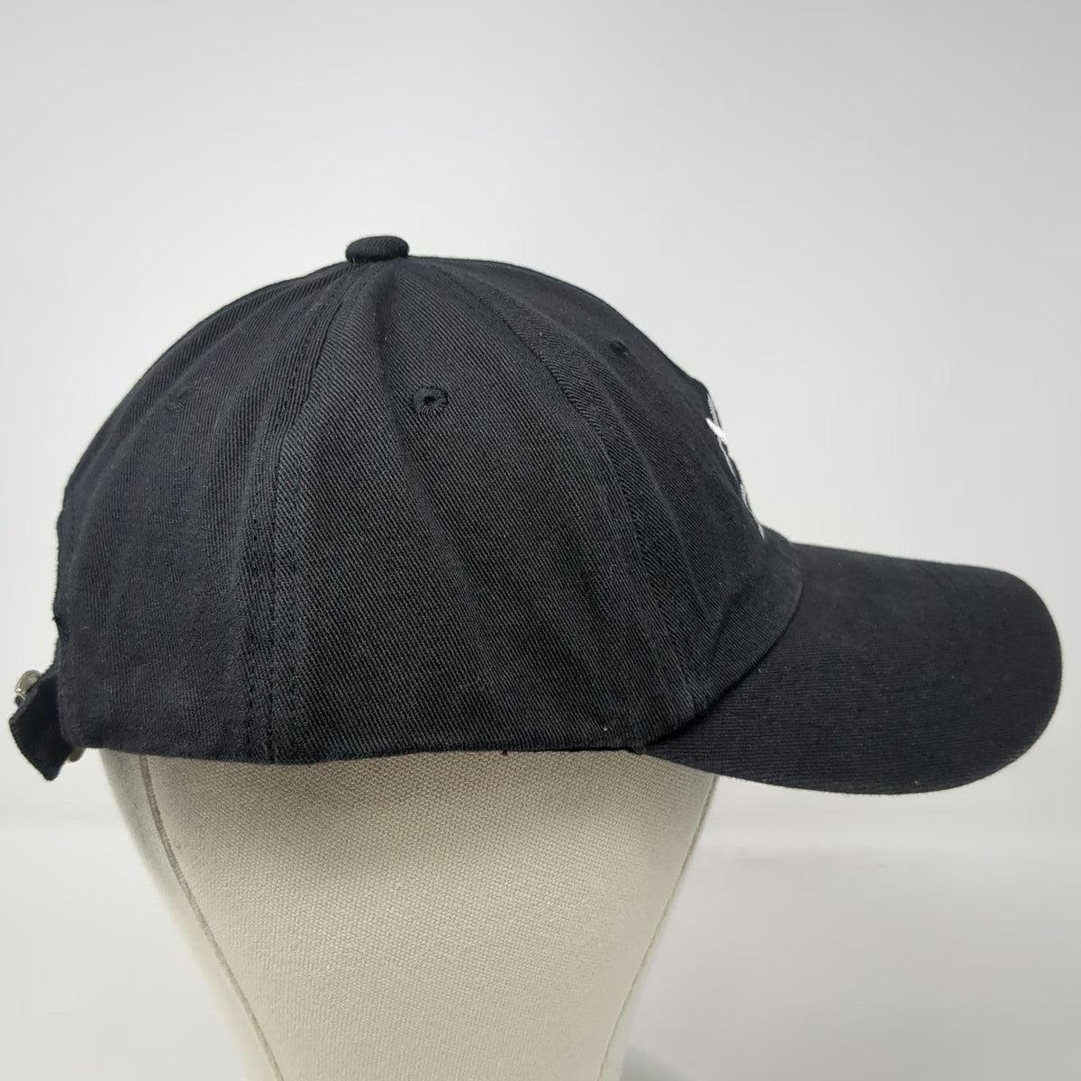 Baseball Cap Black One Size Sad Face X Eyes Embroidery Adjustable Slideback Hat