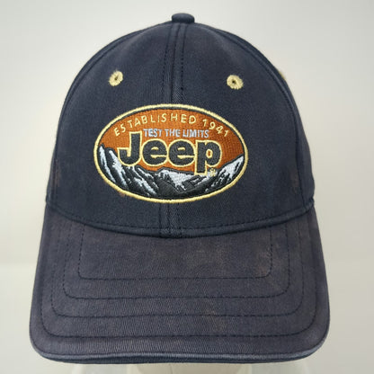 Jeep Baseball Cap Blue One Size Test the Limits Mountain Graphic Slideback Hat