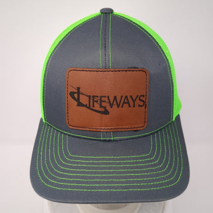 Lifeways Leather Patch Snapback Trucker Hat Multi One Size Mesh Back