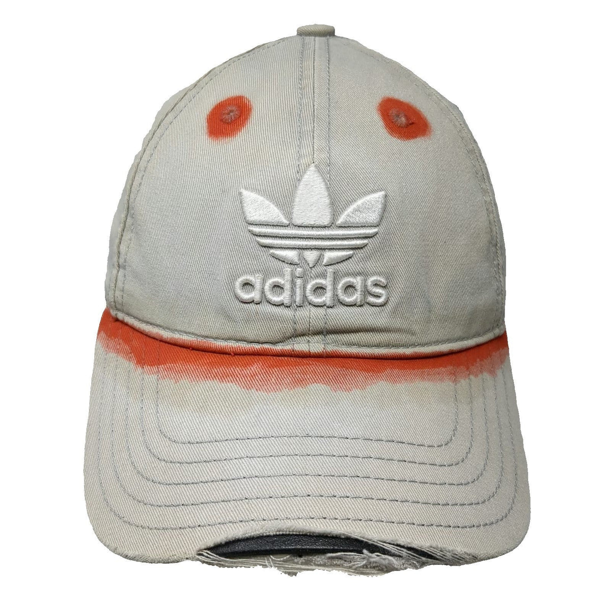 Adidas Baseball Cap Beige One Size Distressed Trefoil Slideback Strapback Hat