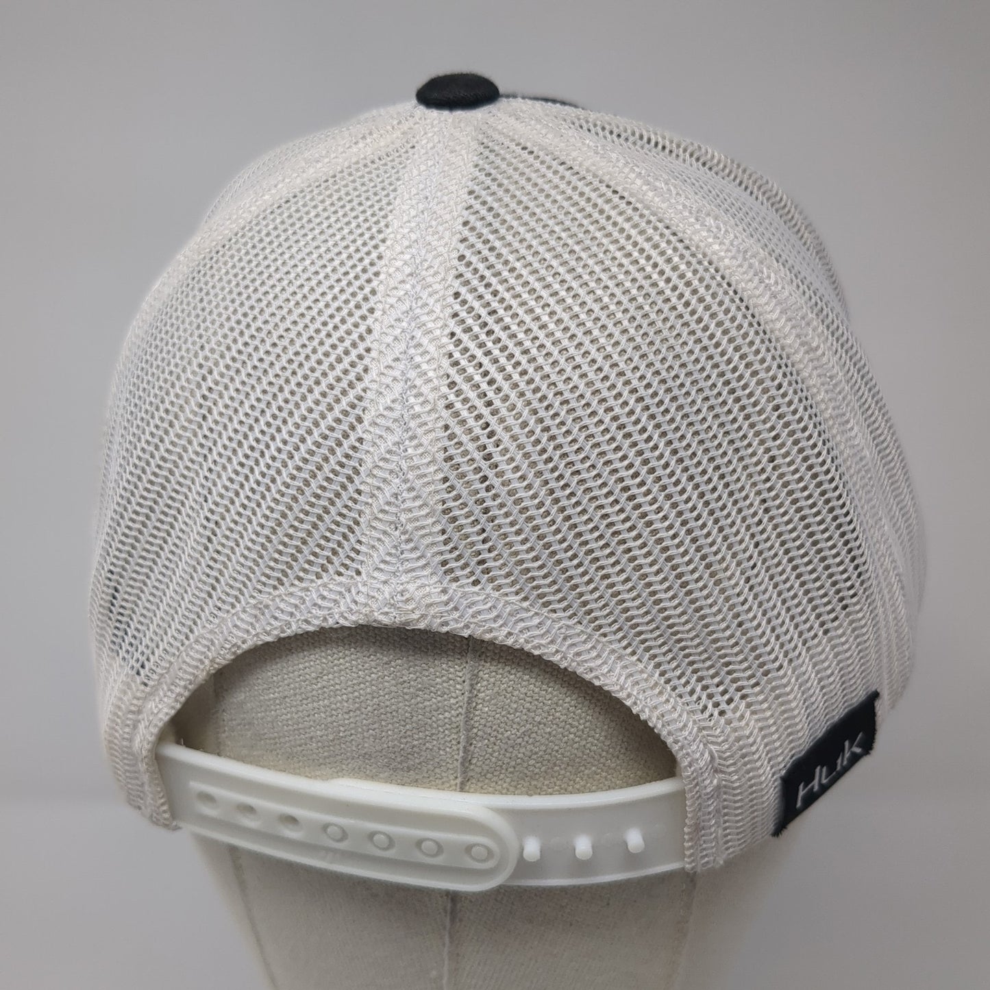 Huk Fish Patch Snapback Trucker Hat Black One Size Mesh Back Yupoong