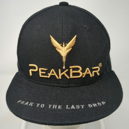 PeakBar Snapback Hat Black One Size Gold Silver Logo Flat Brim Peak Last Drop