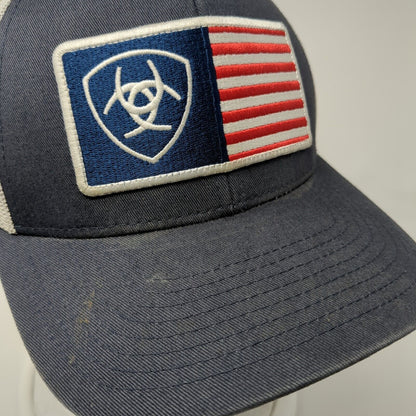 Ariat Patch Snapback Trucker Hat Blue One Size Mesh Back Adjustable