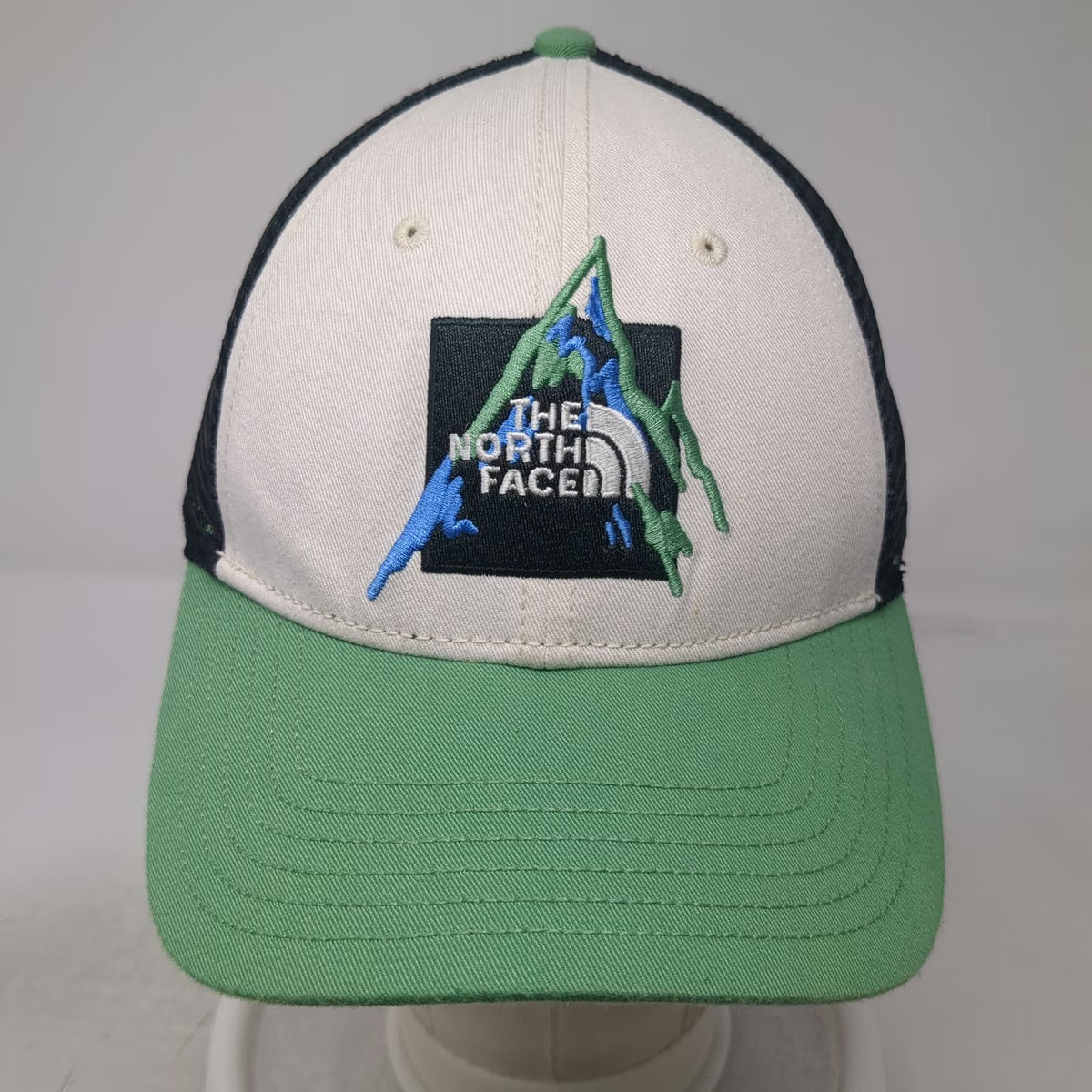 The North Face Trucker Hat Green One Size Mesh Back Embroidered Mountain Logo