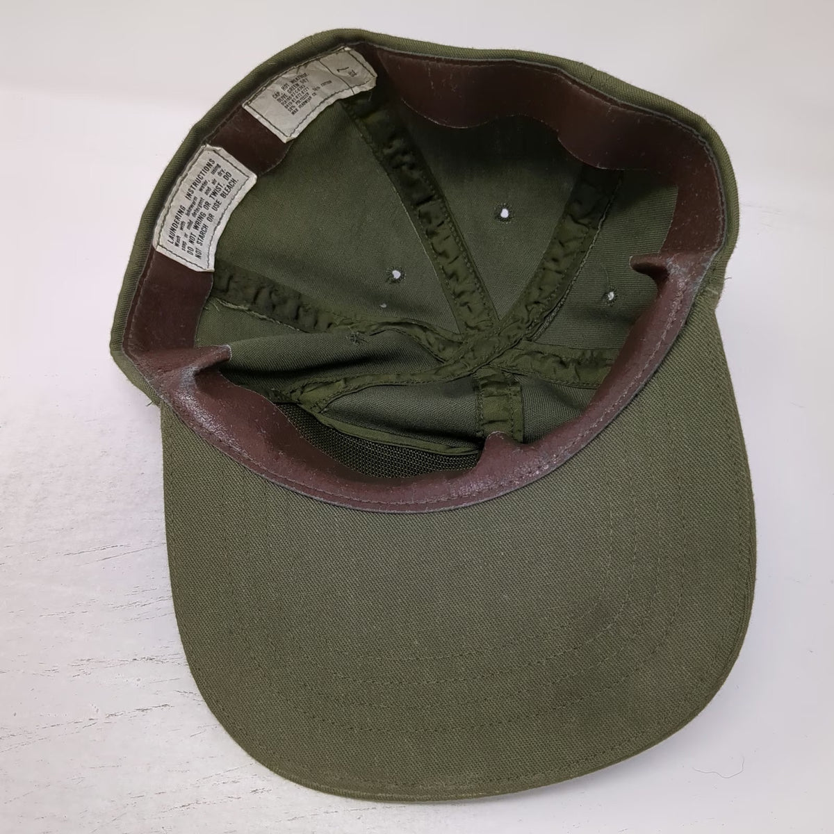 M&B Headwear Co Cap Green 7 Fitted Hot Weather Military US Army Hat Vintage