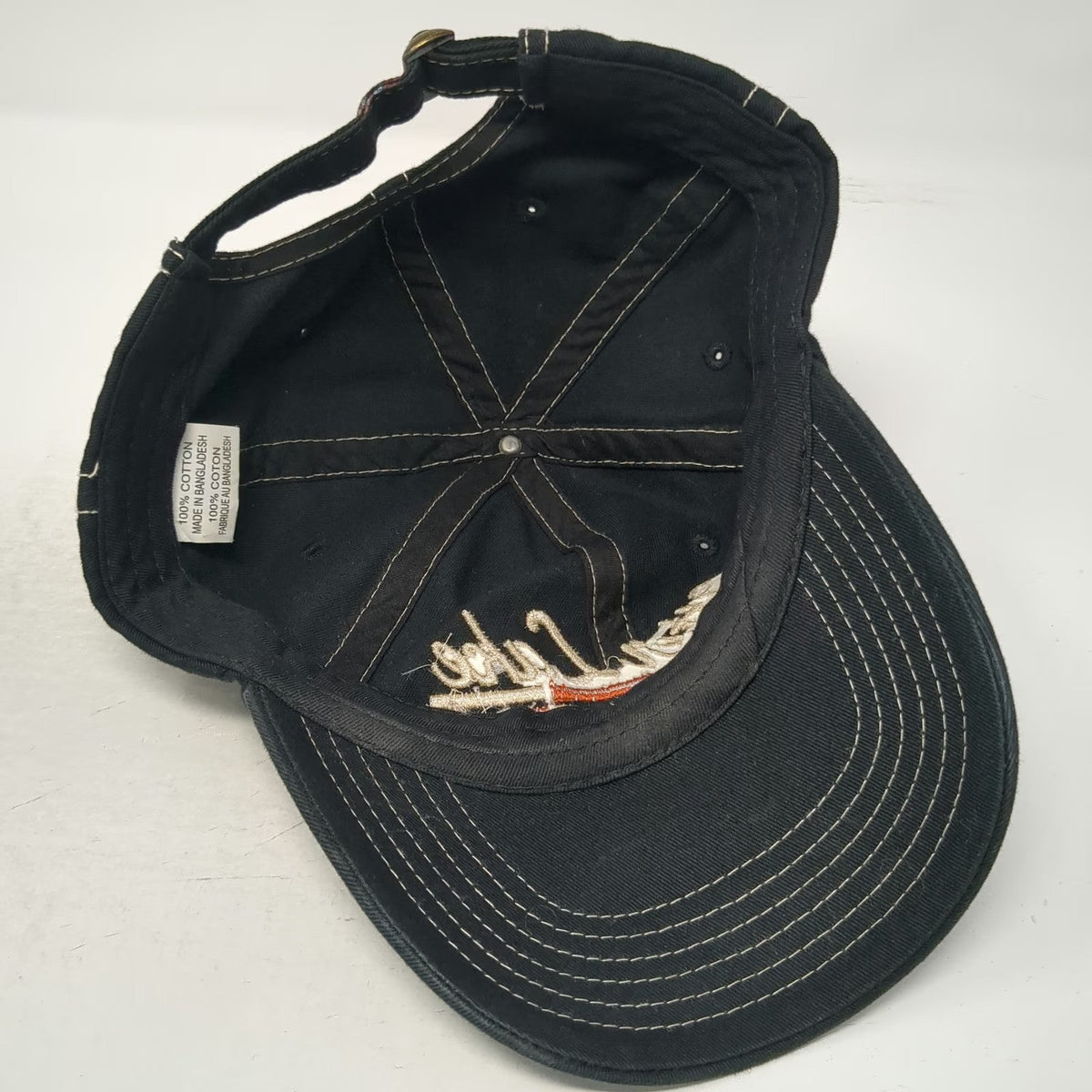 Baseball Cap Black One Size Otter Lake PA Contrast Stitch Slideback Cotton hat