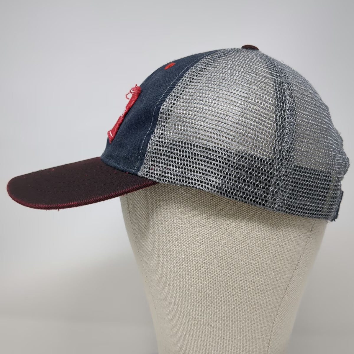Snap-on Baseball Cap Blue Gray Red One Size Mesh Back Strapback Hat