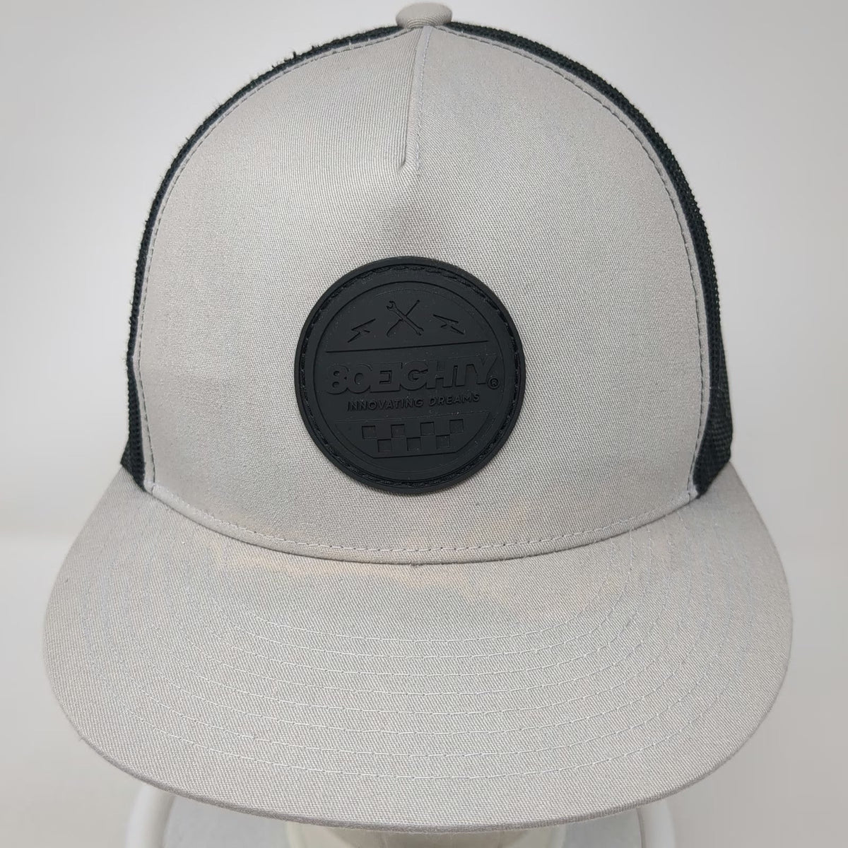 80Eighty Trucker Hat Beige Black One Size Snapback Mesh Innovating Dreams Patch