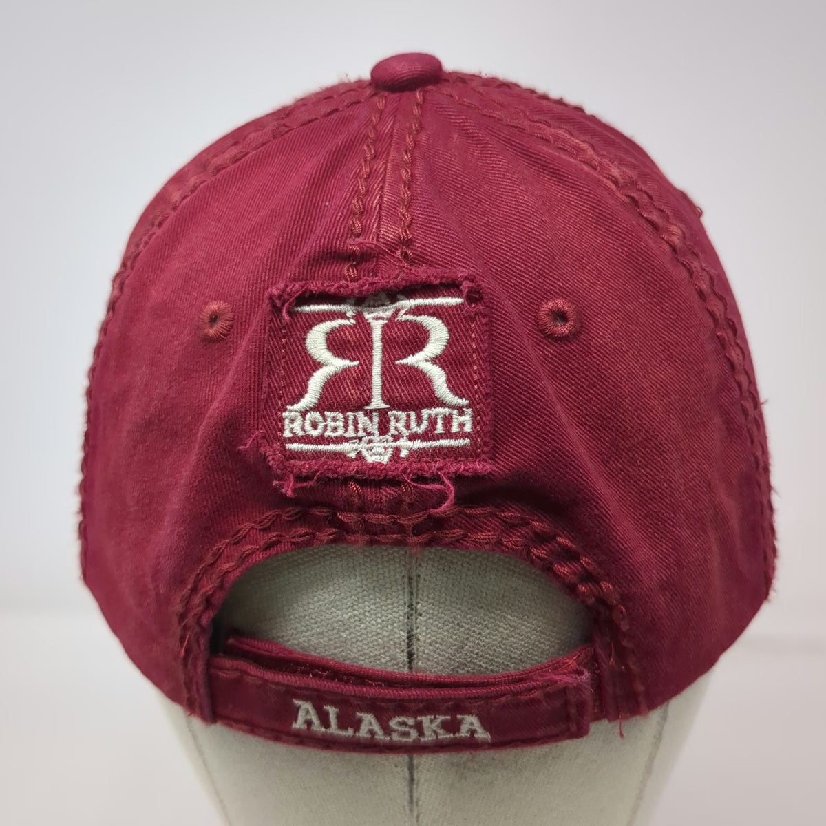 Robin Ruth Baseball Cap Red OSFM Alaska Floral Distressed Est 1959 Frayed Hat