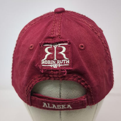 Robin Ruth Baseball Cap Red OSFM Alaska Floral Distressed Est 1959 Frayed Hat