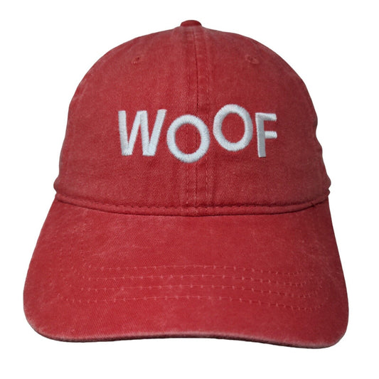 WOOF VCA Slideback Hat Red OSFM Embroidered Adjustable 6 Panel Cotton Otto