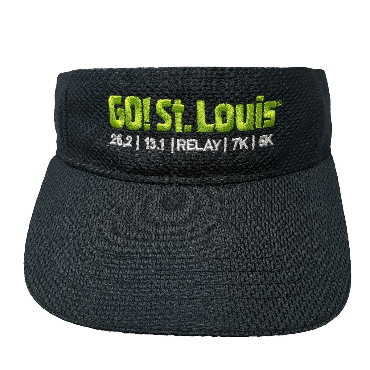 Headgear Visor Black One Size GO! St. Louis Marathon 26.2 13.1 Running Mesh Hat