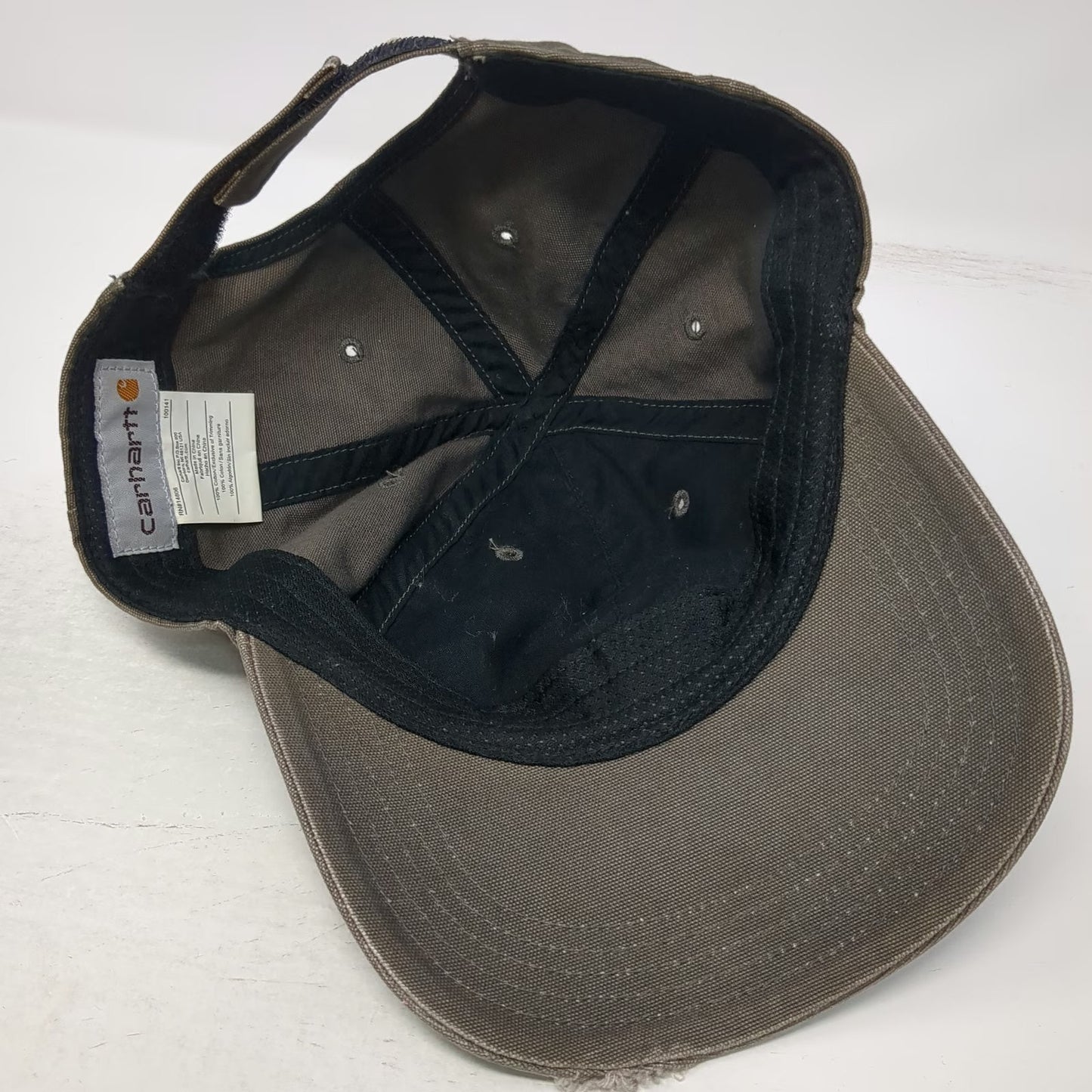 Carhartt Baseball Cap Brown One Size Distressed Strapback Logo Workwear Hat