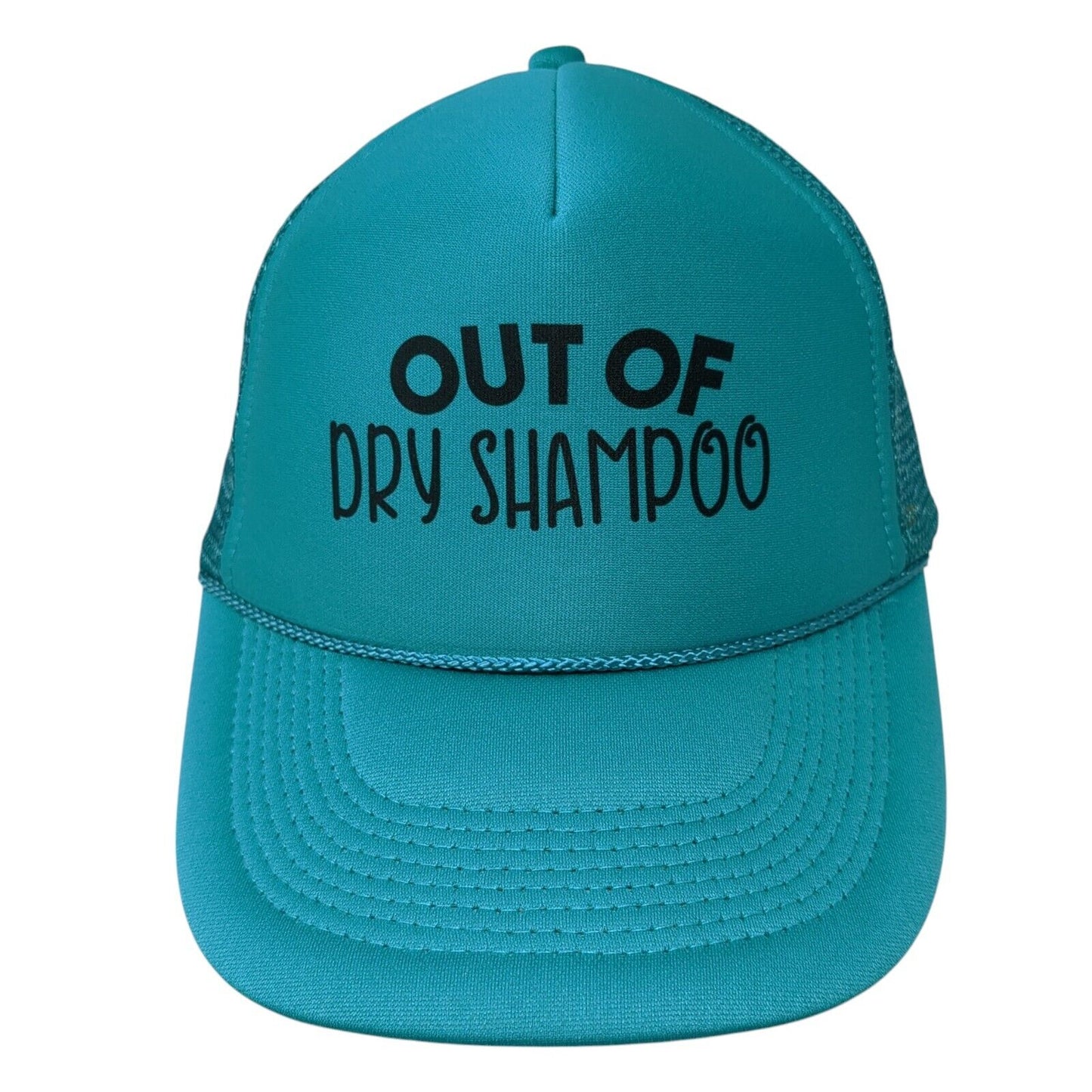 Out Of Dry Shampoo Snapback Rope Trucker Hat Green One Size Mesh Back