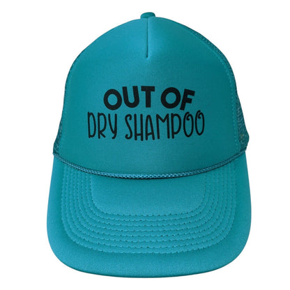 Out Of Dry Shampoo Snapback Rope Trucker Hat Green One Size Mesh Back
