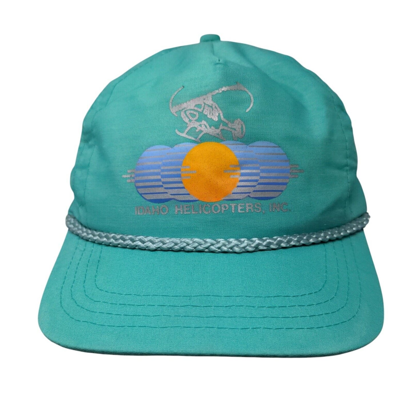 Idaho Helicopter Inc Slideback Hat Green OSFA Adjustable Rope 6 Panel Sportcap