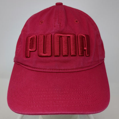 Puma Baseball Cap Red One Size Raised Embroidery Slideback Logo Hat Cotton