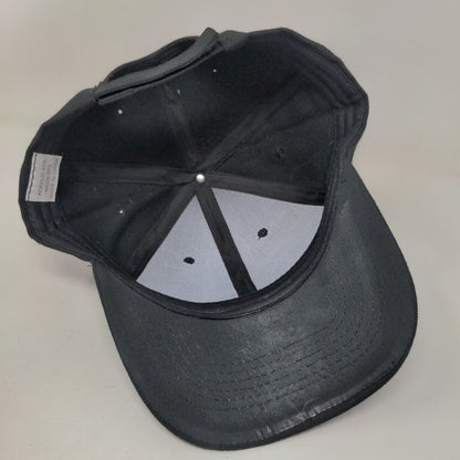 Unbranded Strapback Hat Black One Size 6 Panel Vent Holes Blank Solid