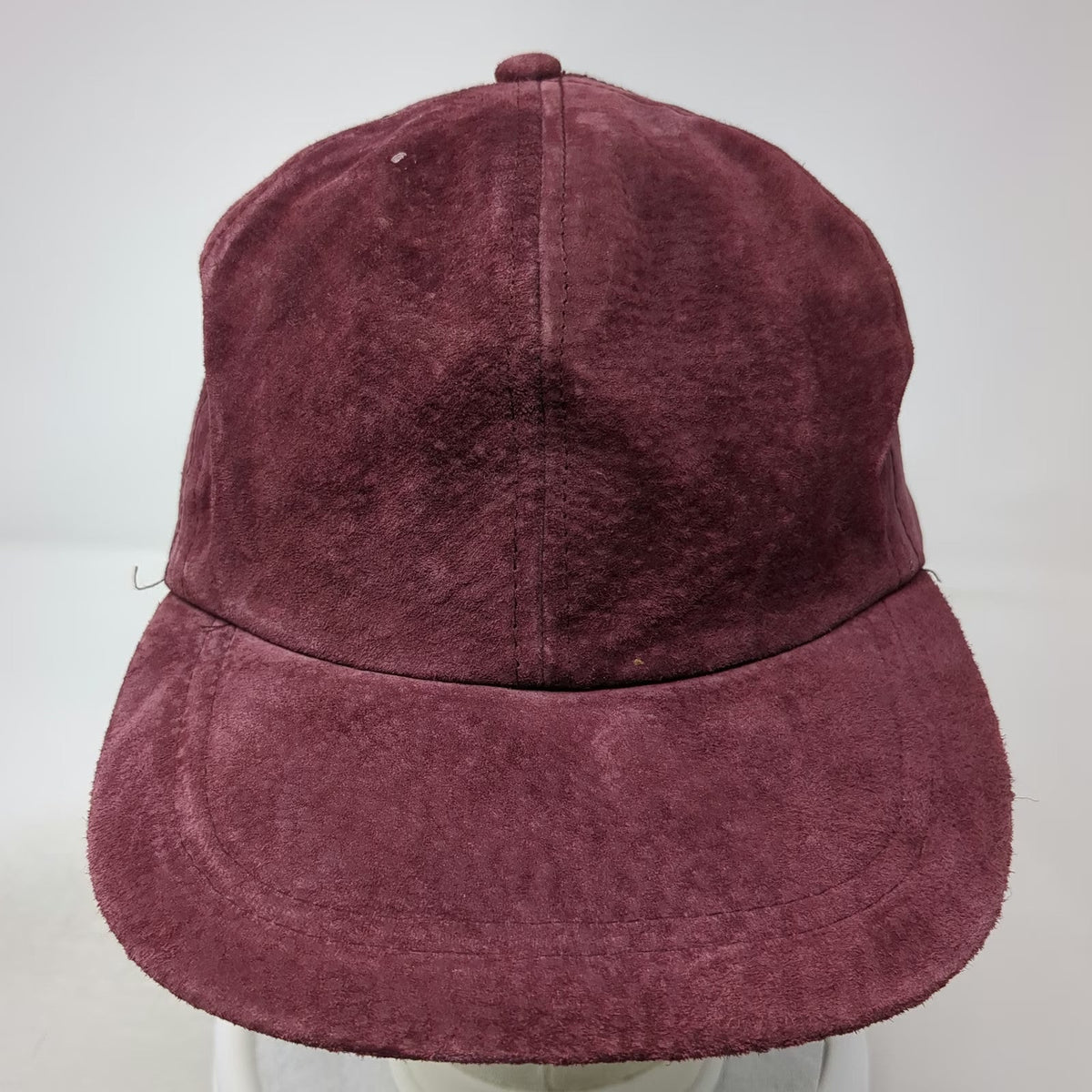 Baseball Cap Red One Size Suede Leather Blank Elastic Back Hat Plain Solid Color
