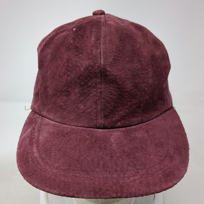 Baseball Cap Red One Size Suede Leather Blank Elastic Back Hat Plain Solid Color