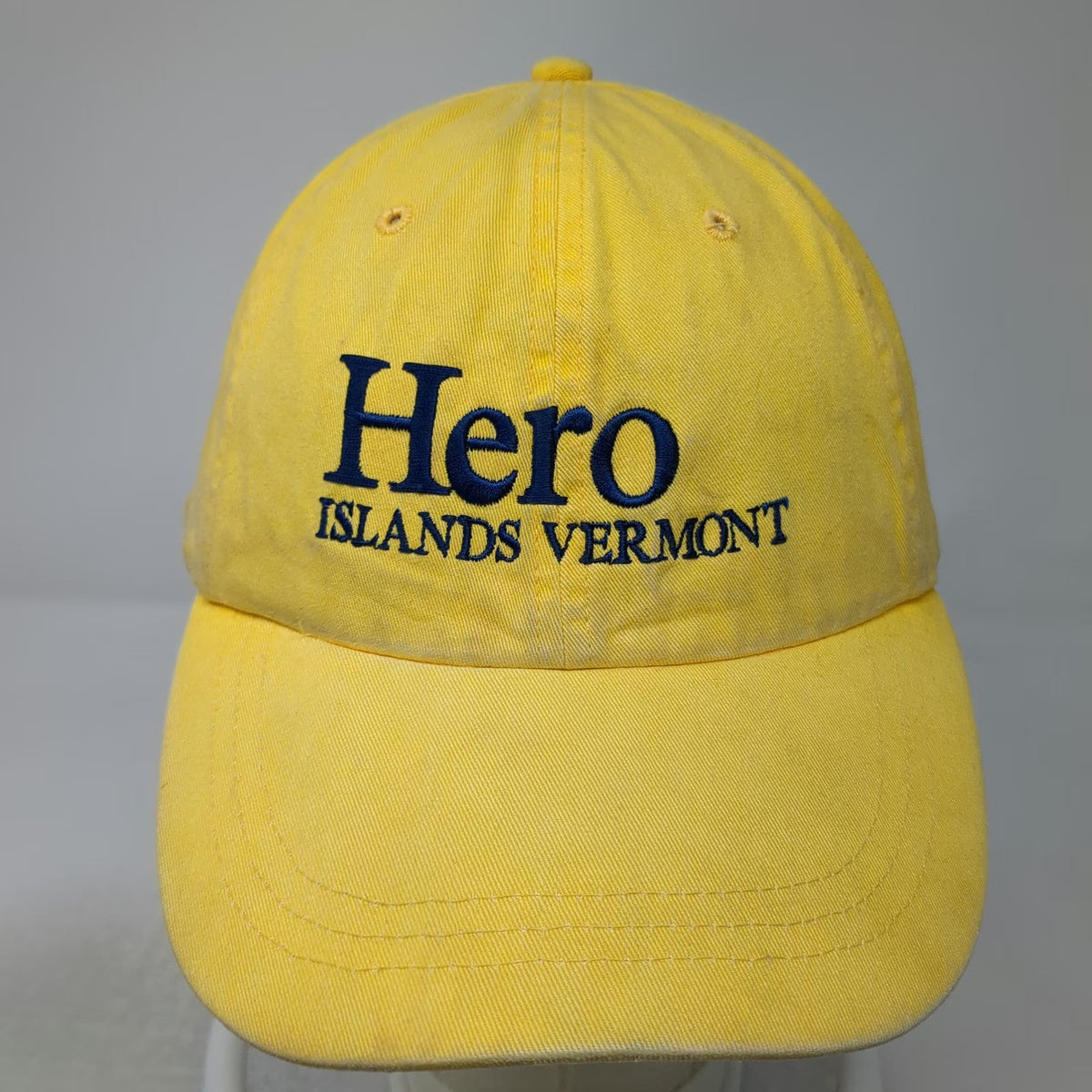 Adams Baseball Cap Yellow One Size Hero Islands Vermont Hat Leather Slideback