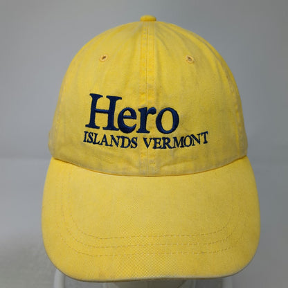 Adams Baseball Cap Yellow One Size Hero Islands Vermont Hat Leather Slideback
