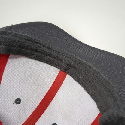 Nevada Caps Trucker Hat Gray Red OSFM Mesh Back Leather Patch Veterans Compass