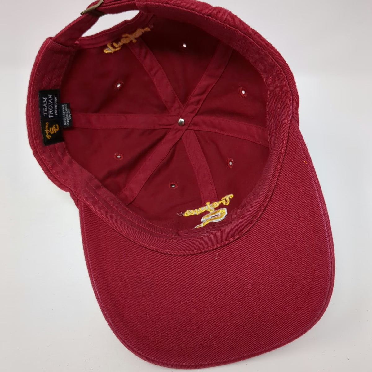Team Trojan USC Trojans NCAA Red Youth Hat Slideback Cotton Embroidered Logo SC