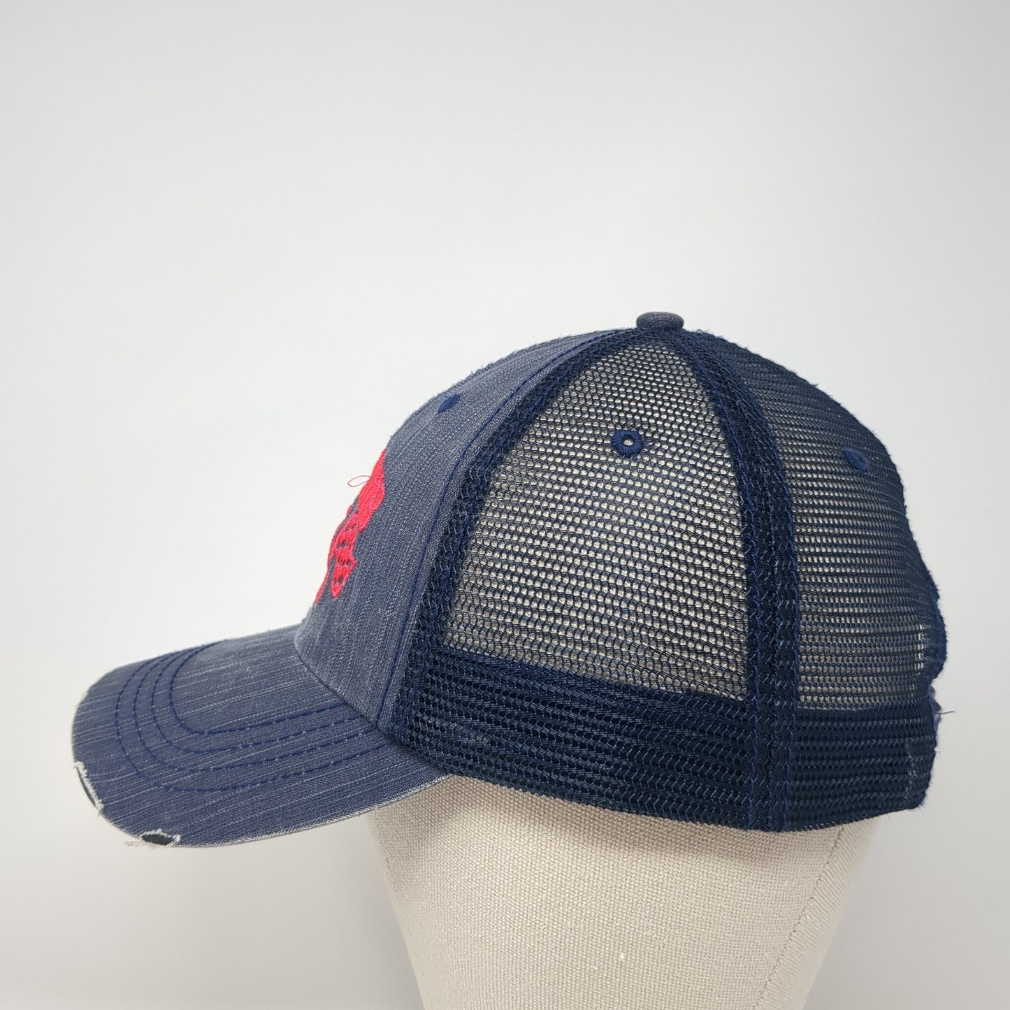 Race Hair Don't Care Strapback Trucker Hat Blue One Size Mesh Back