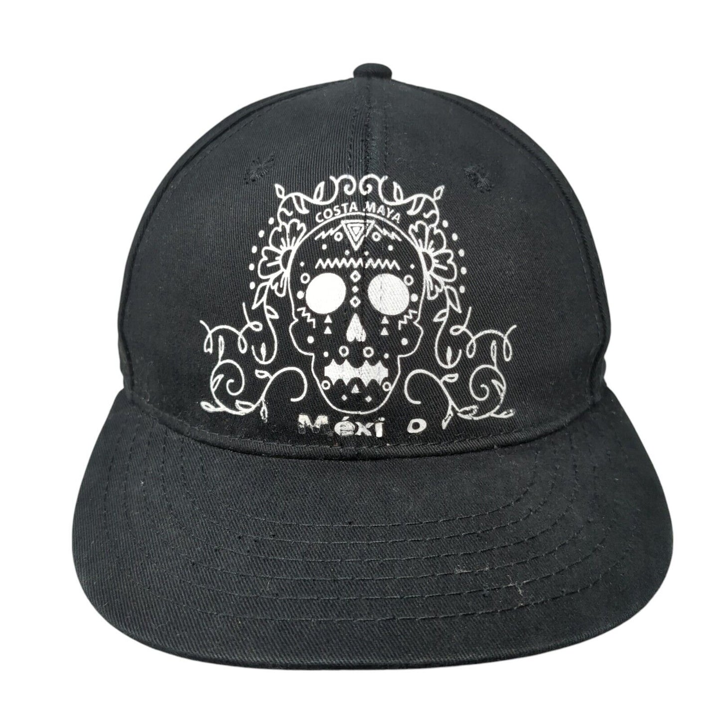 Sugar Skull Costa Maya Mexico Snapback Hat Black One Size Adjustable