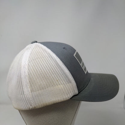 Columbia Fitted Mesh Back Hat Gray White Size S/M Embroidered Tree Flag Logo