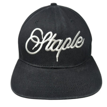Staple Snapback Black One Size Script Logo Embroidery Thread Beast Cotton Hat