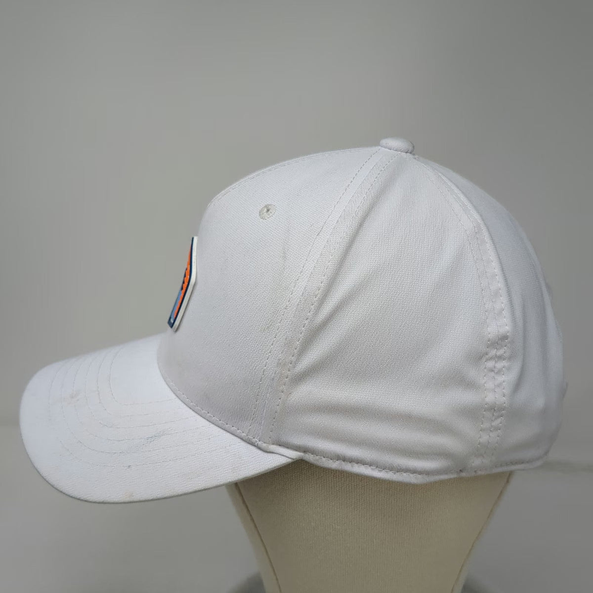 PING 5 Panel White Hat OSFM Snapback Rubber Patch Scheels Golf Gray Adjustable