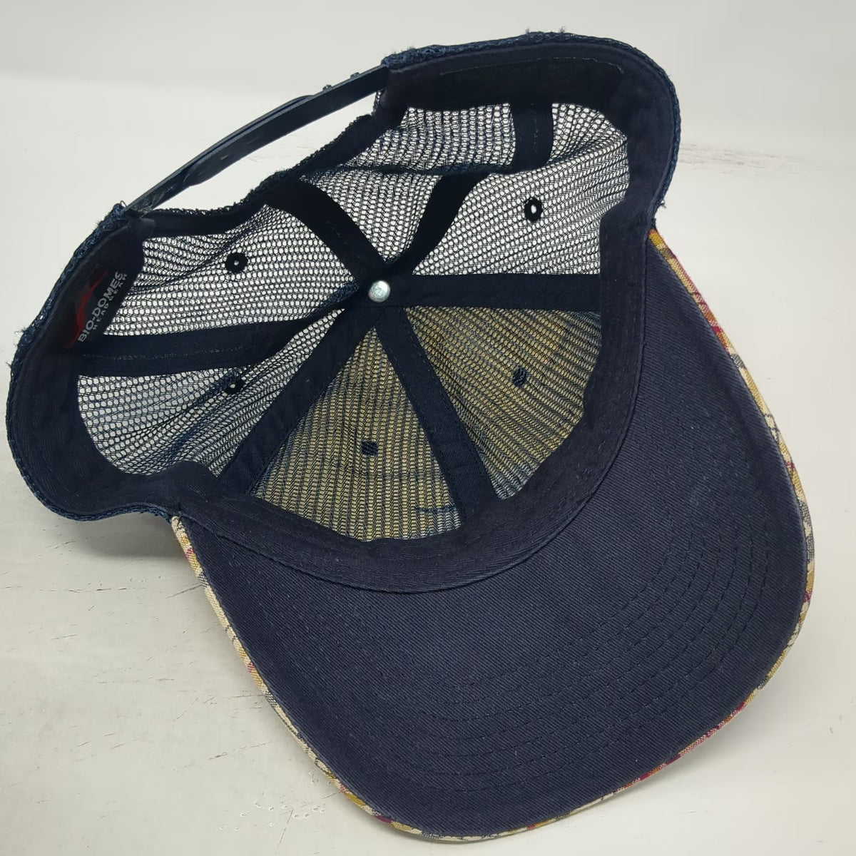 Bioworld Daytona Trucker Hat Blue Beige Plaid Mesh Snapback One Size Seagull